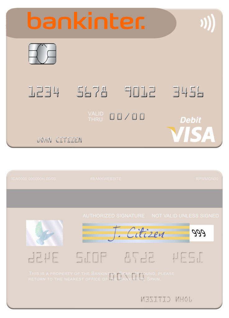 Fillable Spain Bankinter visa debit card Templates | Layer-Based PSD