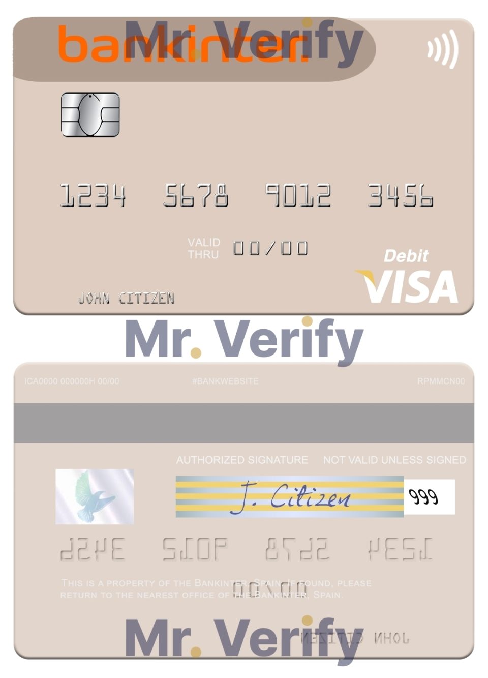 Fillable Spain Bankinter visa debit card Templates | Layer-Based PSD
