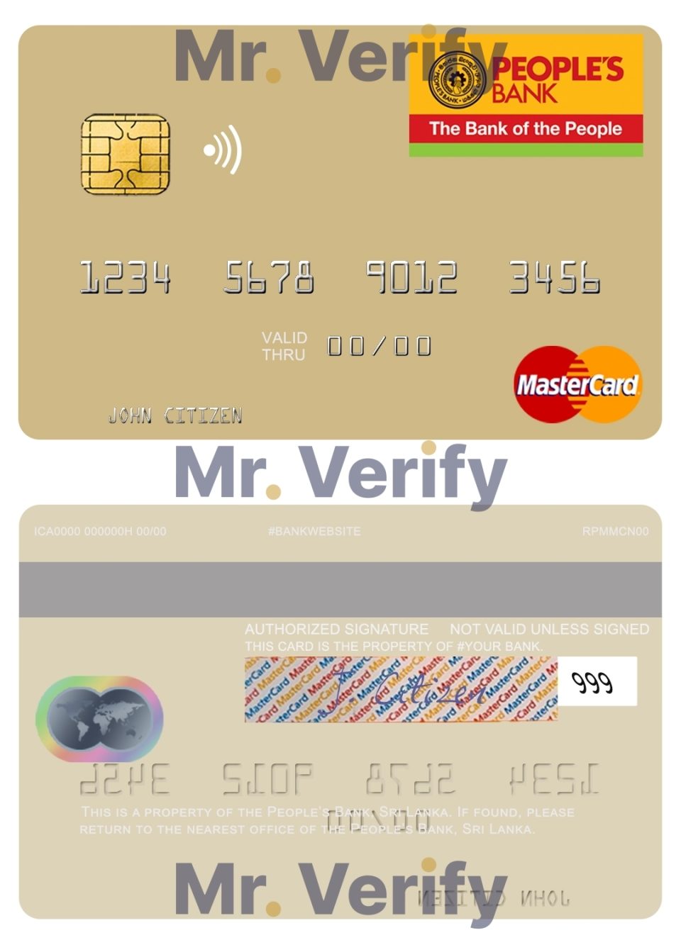 Editable Sri Lanka People’s Bank mastercard credit card Templates in PSD Format