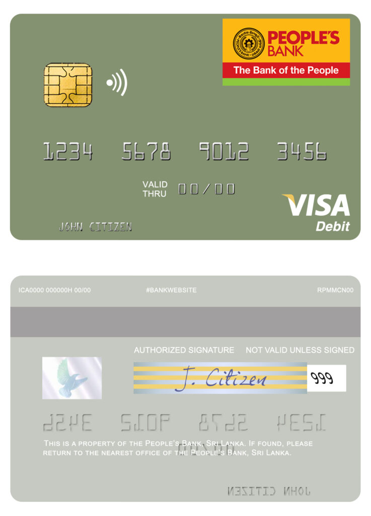 Fillable Sri Lanka People’s Bank visa debit card Templates | Layer-Based PSD