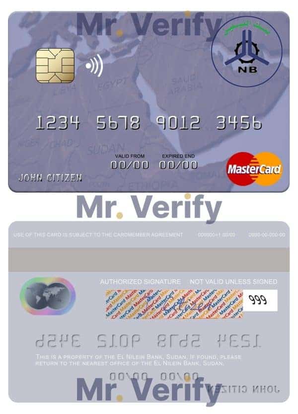 Fillable Sudan El Nilein Bank mastercard Templates | Layer-Based PSD