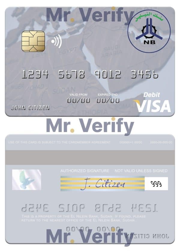 Fillable Sudan El Nilein Bank visa debit card Templates | Layer-Based PSD