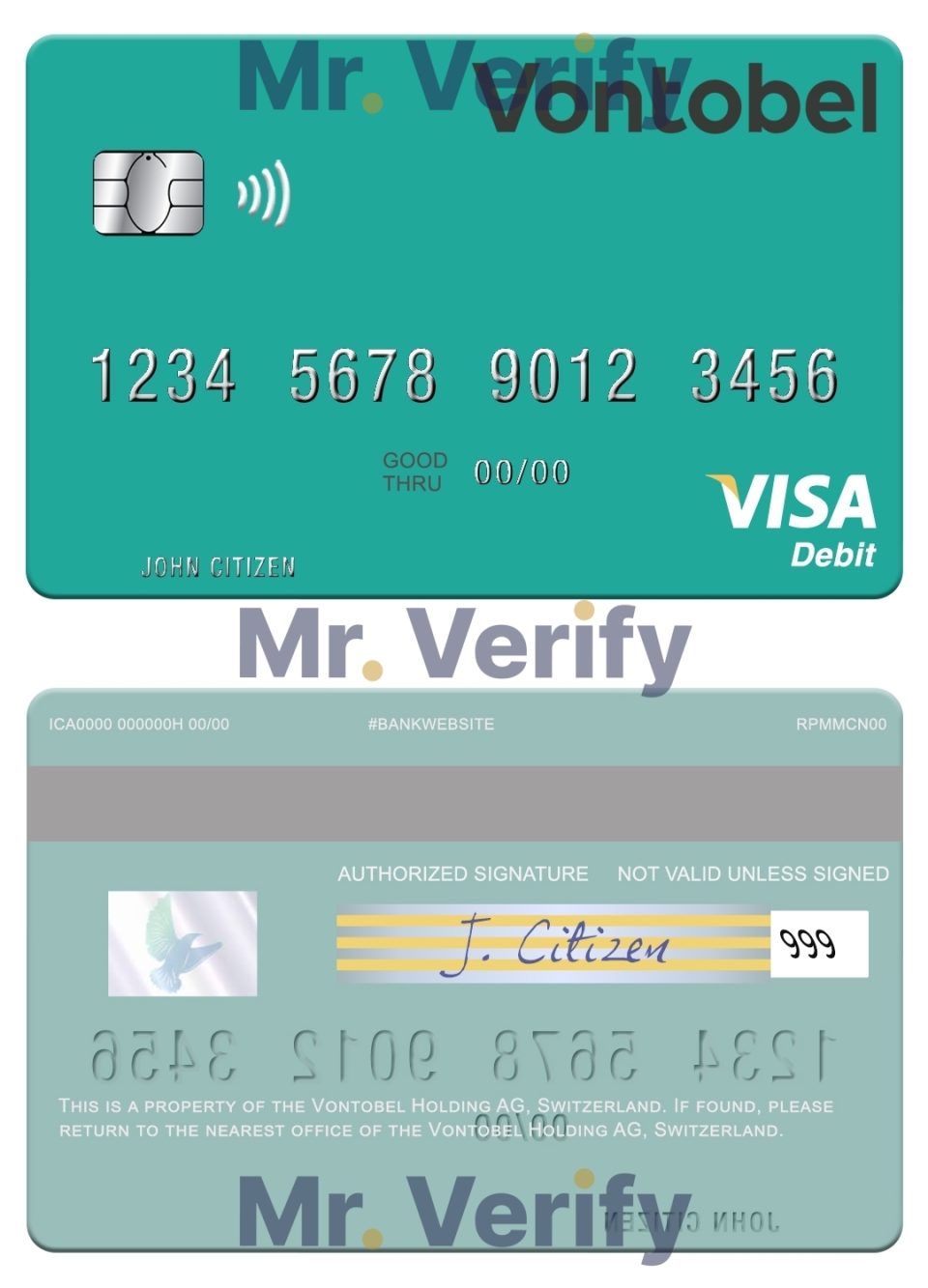 Fillable Switzerland Vontobel Holding AG visa debit card Templates | Layer-Based PSD