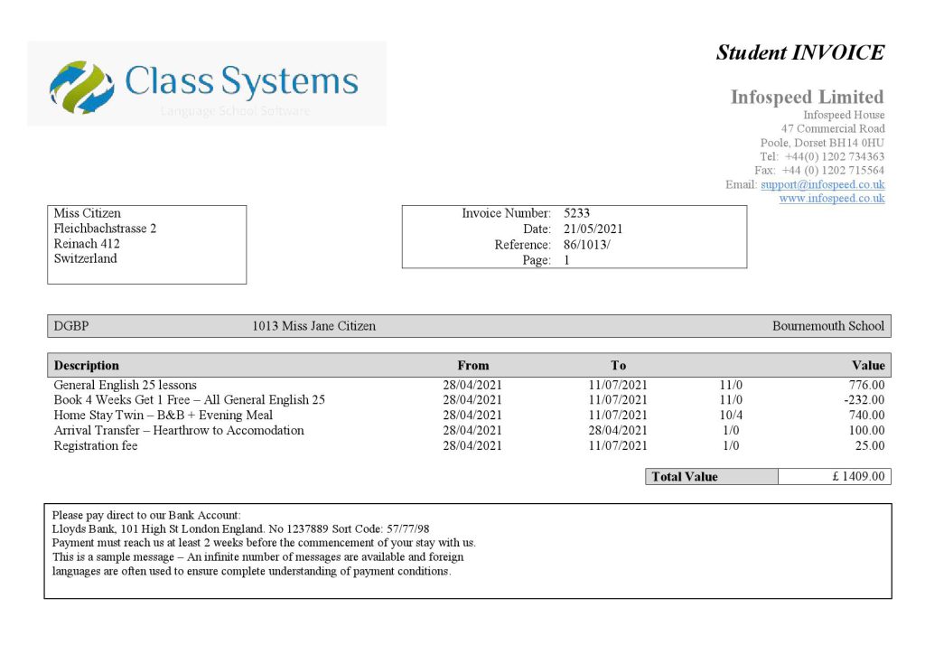 High-Quality Switzerland Class System Invoice Template PDF | Fully Editable