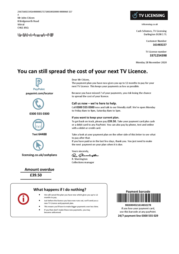 United Kingdom TV Licensing utility bill template in Word and PDF format