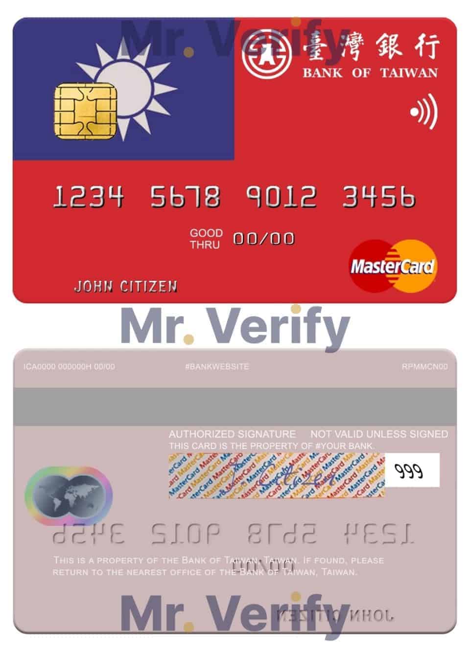 Editable Taiwan Bank of Taiwan mastercard Templates in PSD Format