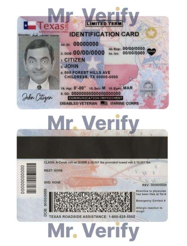 USA Texas state ID card template in PSD format, fully editable (2020 – present)