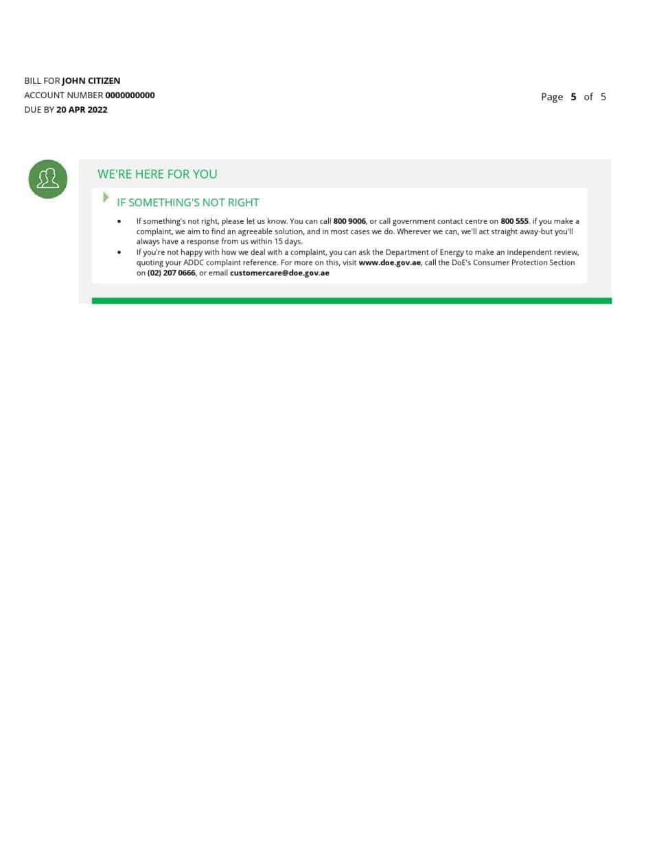 UAE Sharjah Al Ain Distribution Co. Word and PDF utility bill template (5 pages)