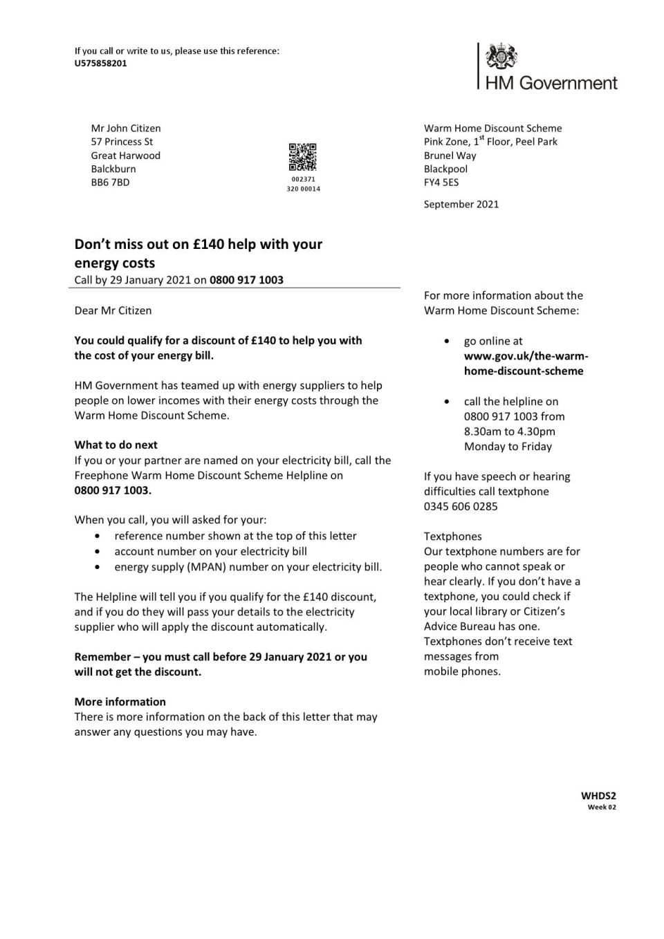 United Kingdom HM Government Warm Home Energy utility bill template in Word and PDF format