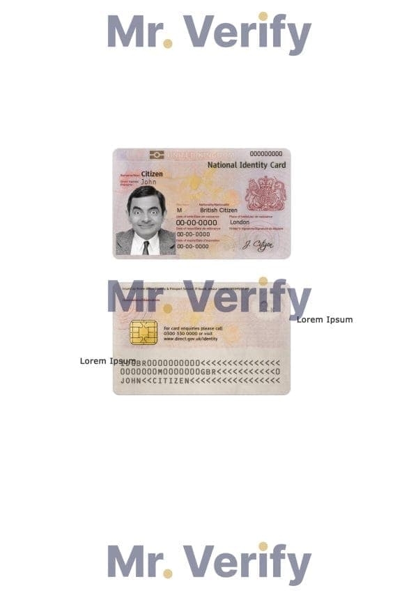 UK Id card psd template