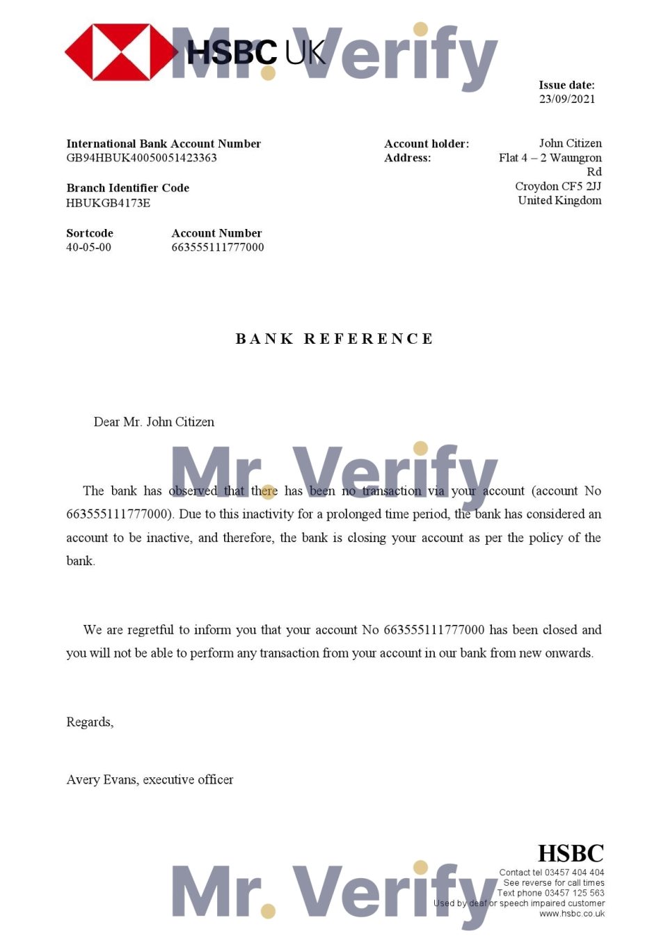 Download United Kingdom HSBC Bank Reference Letter Templates | Editable Word