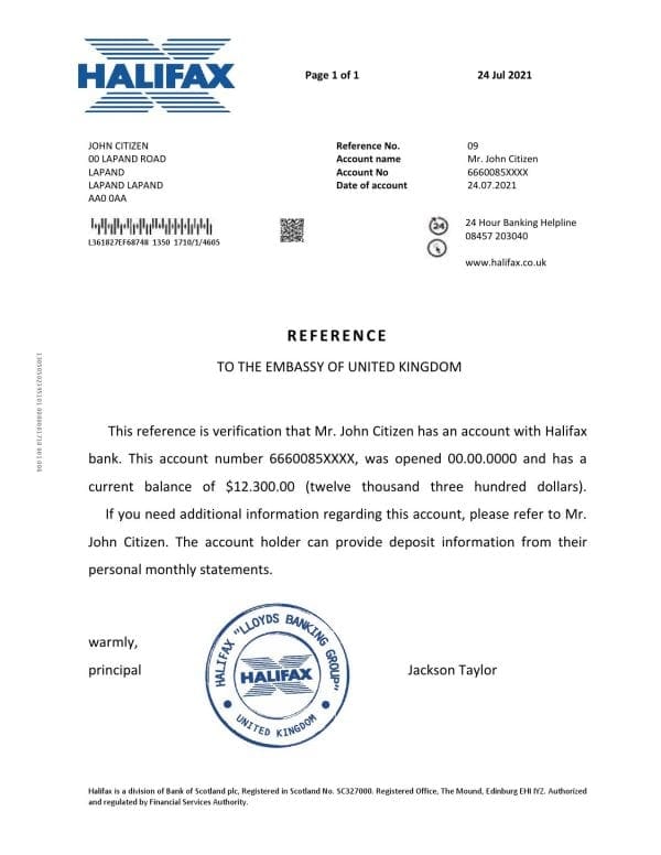Download United Kingdom Halifax Bank Reference Letter Templates | Editable Word