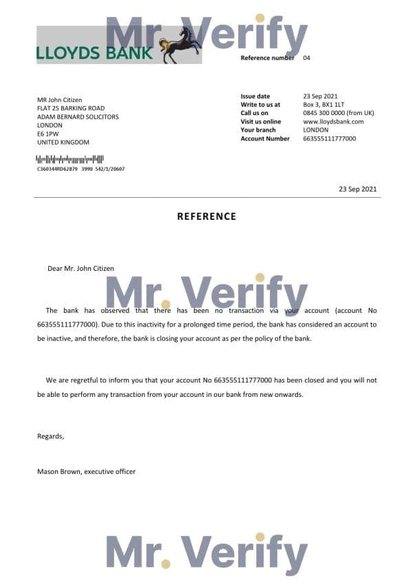 Download United Kingdom Lloyds Bank Reference Letter Templates | Editable Word