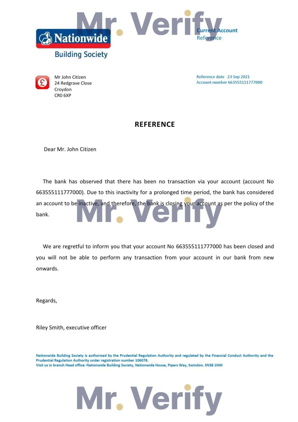 Download United Kingdom Nationwide Bank Reference Letter Templates | Editable Word