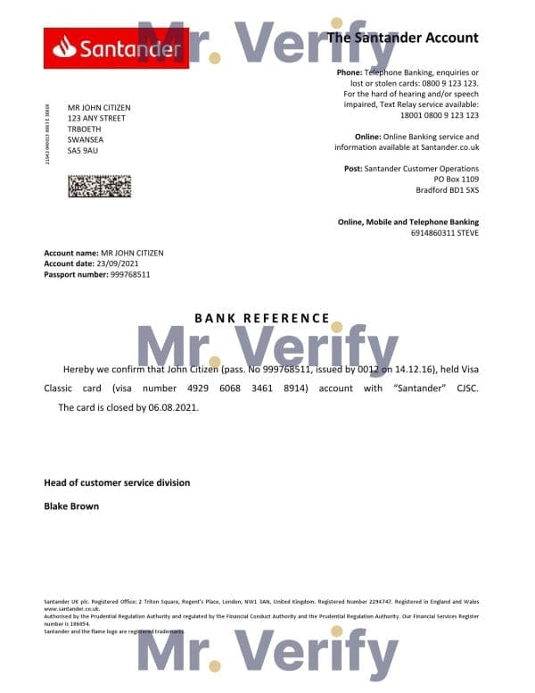 Download United Kingdom Santander Bank Reference Letter Templates | Editable Word