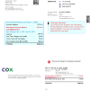 USA COX digital cable television utility bill, Word and PDF template, 2 pages