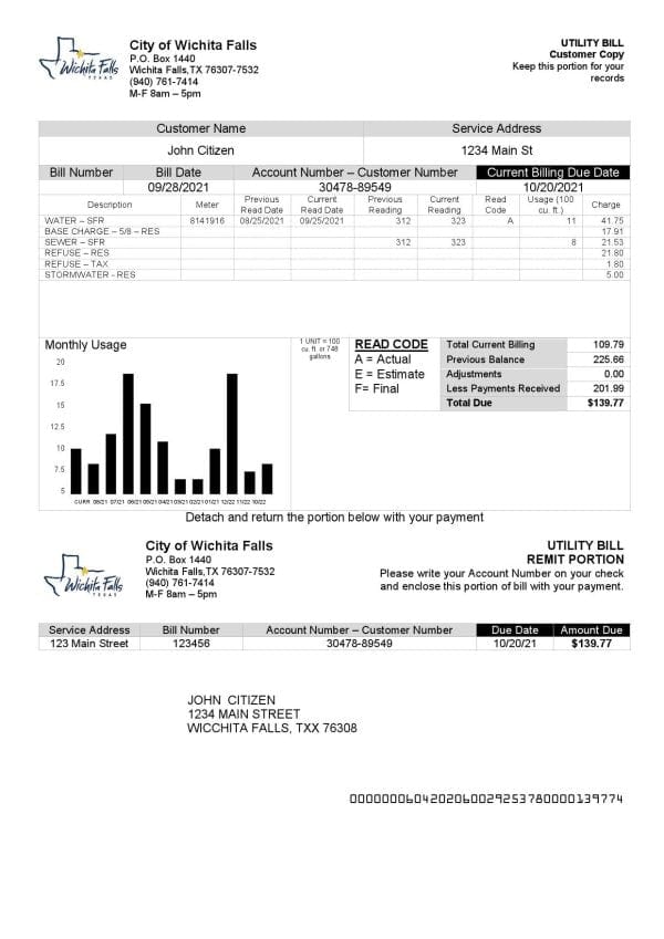 Colombia i2O Water utility bill template in Word and PDF format