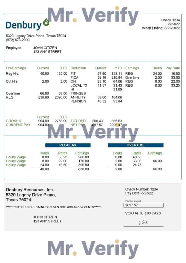 USA Southwest Airlines airlines company pay stub Word and PDF template