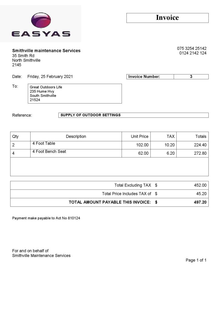 High-Quality USA Easyas Driver Training Invoice Template PDF | Fully Editable