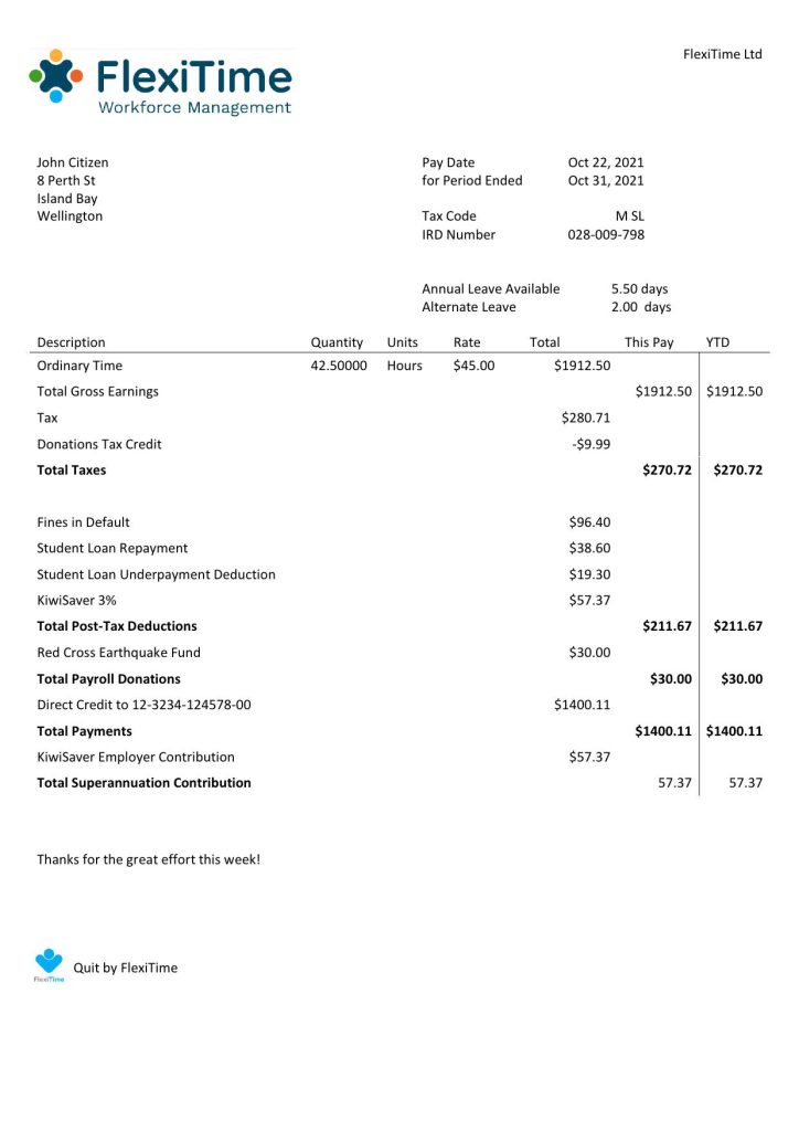 High-Quality USA FlexiTime workforce management & payroll solutions Invoice Template PDF | Fully Editable