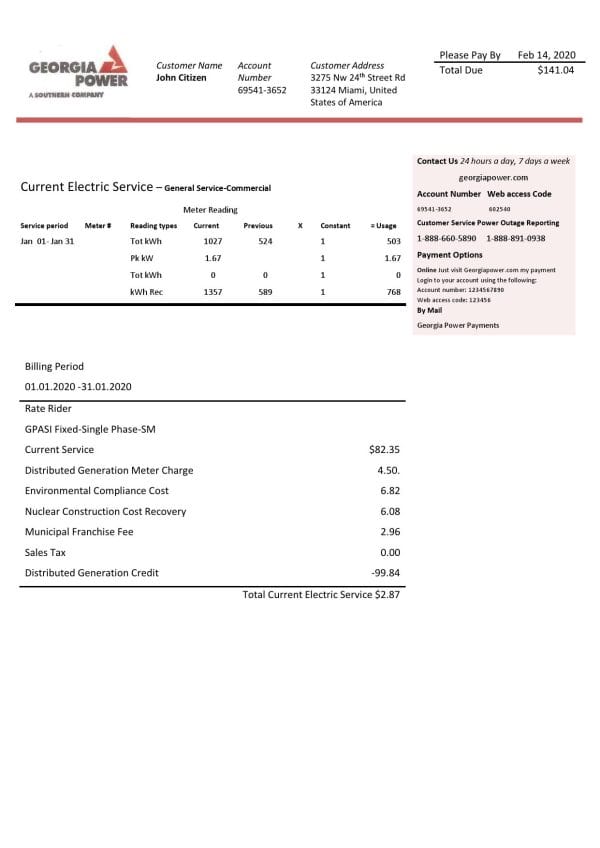 USA Tyler Technologies utility bill template in Word and PDF format