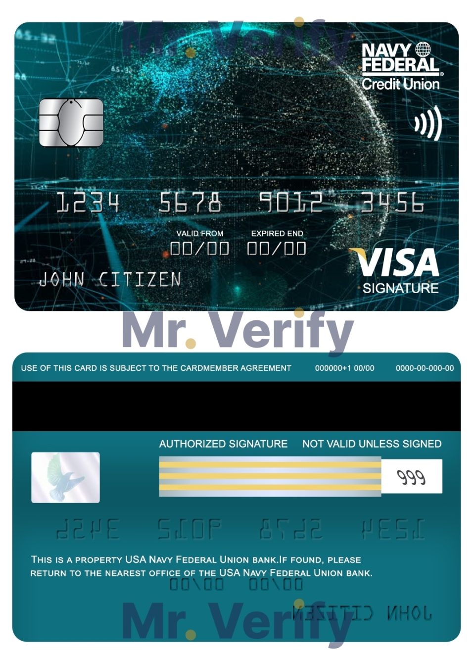 Fillable USA Navy Federal Union bank visa signature card Templates | Layer-Based PSD