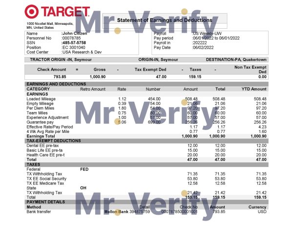Paraguay Vision Banco bank statement template in Word and PDF format