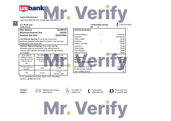 USA U.S. bank credit card statement template in .doc and .pdf format 600x424 - Cart