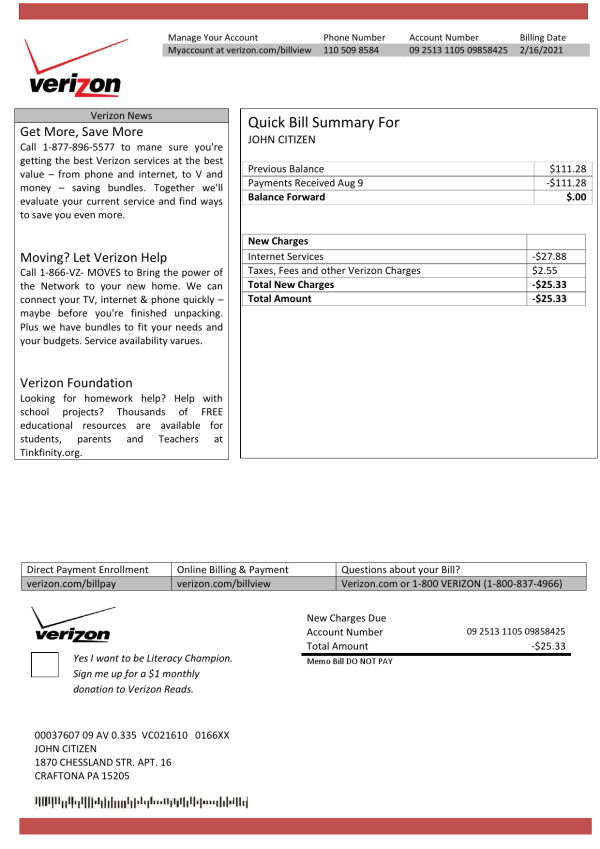 USA The City of Wichita Falls Utility bill template in Word and PDF format