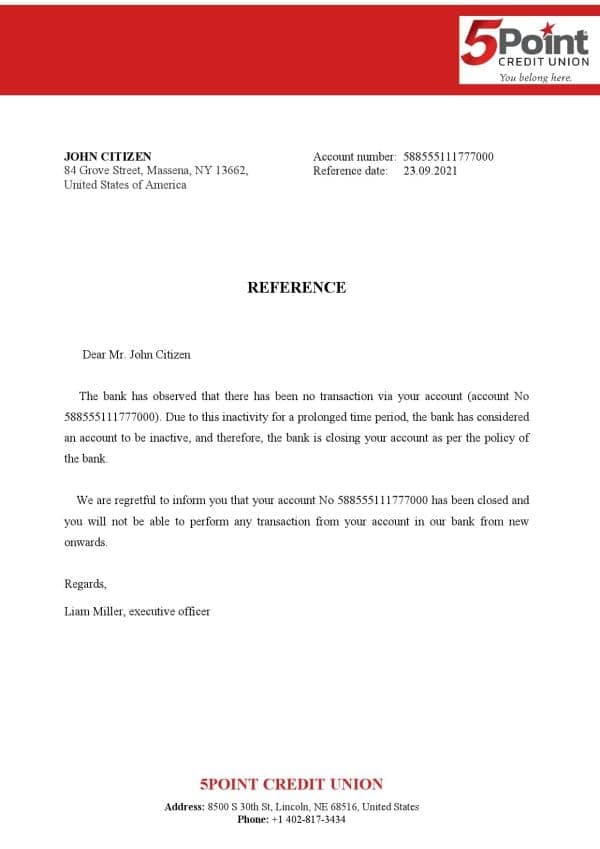 Download USA 5Point Bank Reference Letter Templates | Editable Word