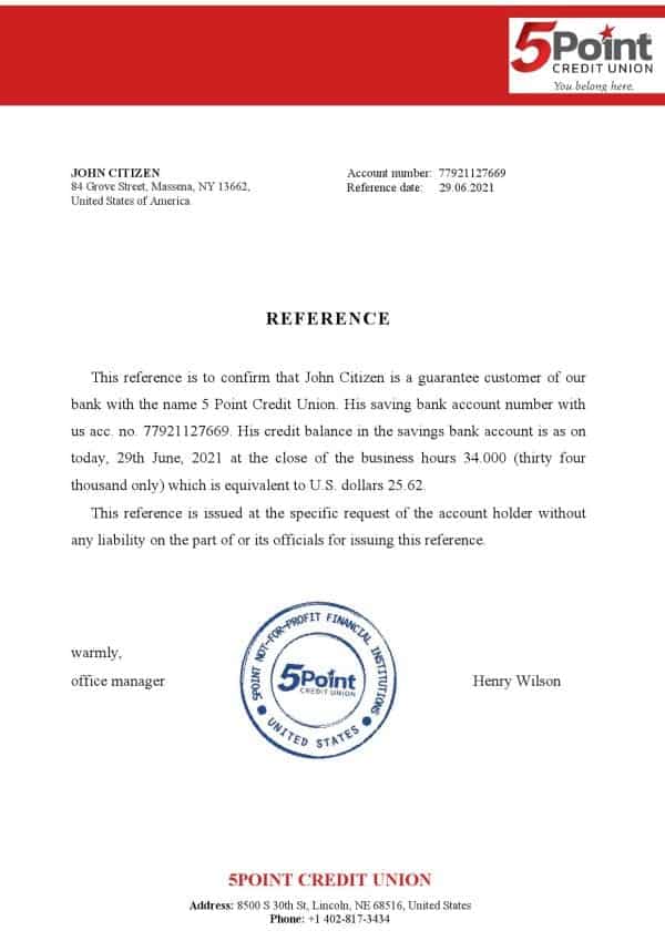 Download USA 5Point Bank Reference Letter Templates | Editable Word