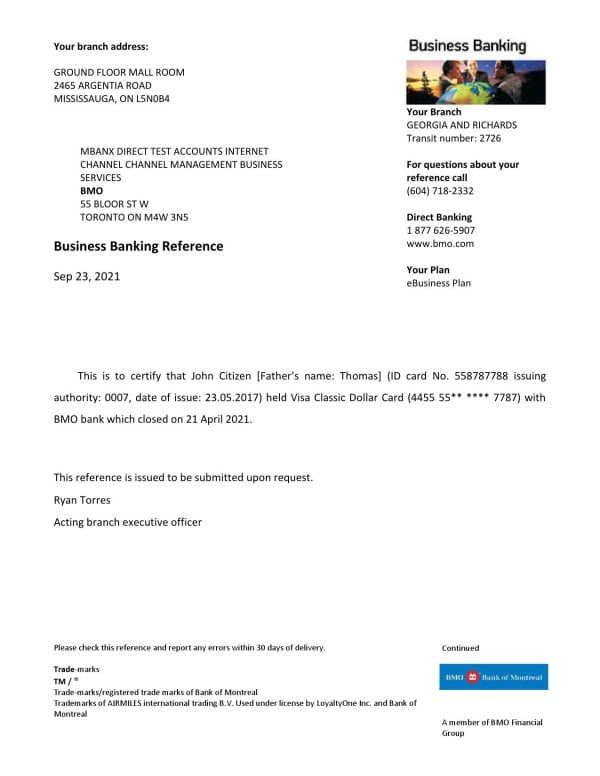 Download USA BMO Bank Reference Letter Templates | Editable Word