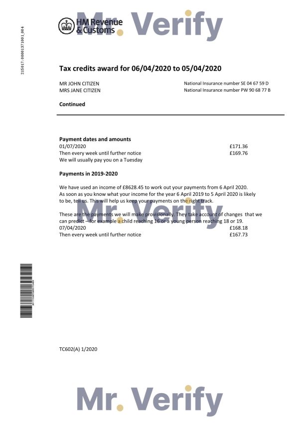 United Kingdom HM Revenue & Customs bank statement easy to fill template in Word and PDF format