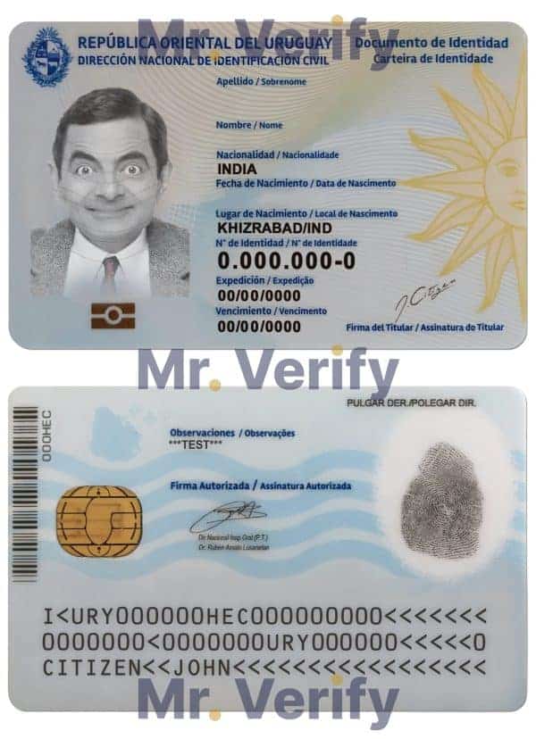 Uruguay ID card PSD template, completely editable