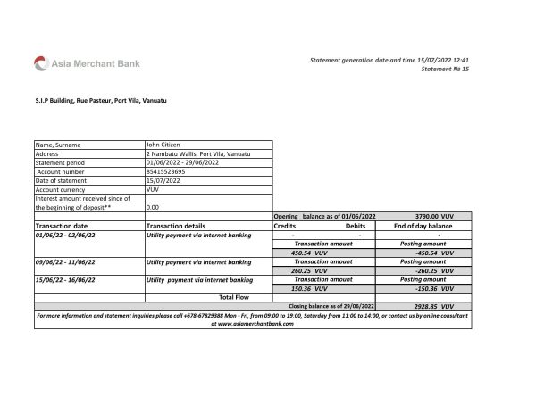 Vanuatu Asia Merchant bank statement Excel and PDF format 600x464 - Cart