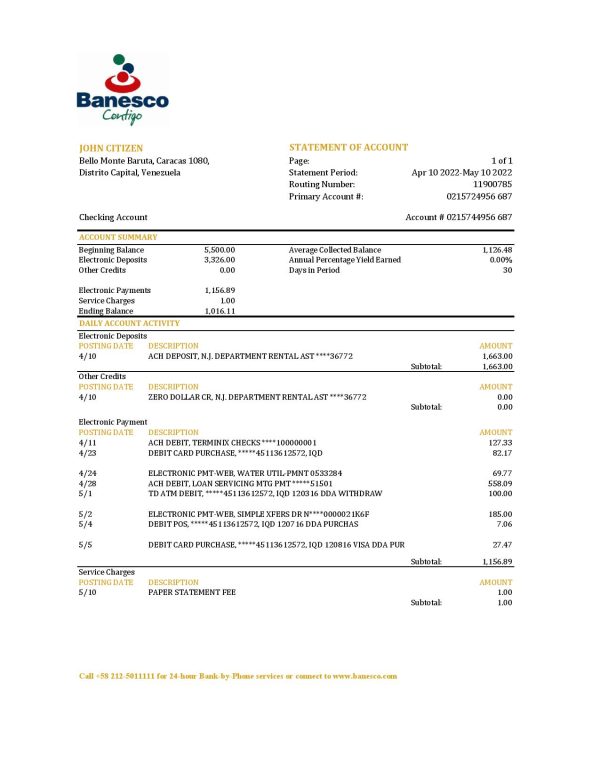 Venezuela Banesco bank statement Excel and PDF template 600x776 - Cart