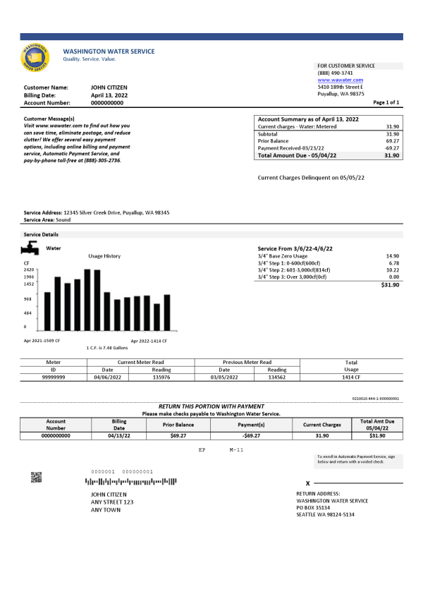 USA Maine Natural Gas Portland utility bill template in Word and PDF format