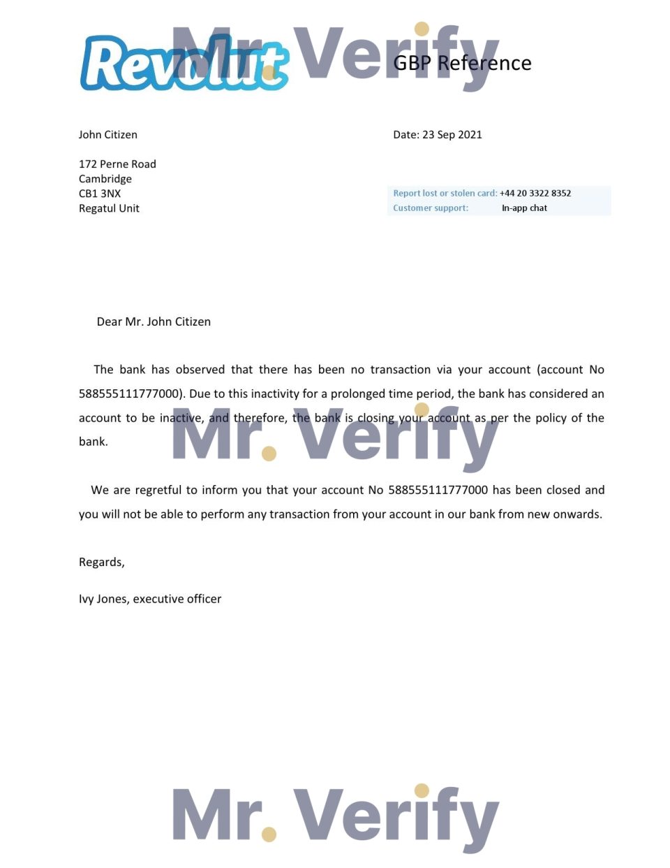 Download United Kingdom Revolut Bank Reference Letter Templates | Editable Word