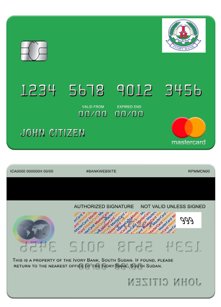 Fillable south Sudan Ivory Bank mastercard Templates | Layer-Based PSD