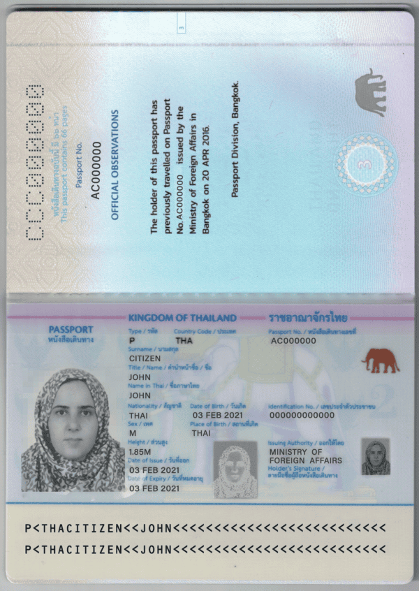 Thailand Passport PSD Template