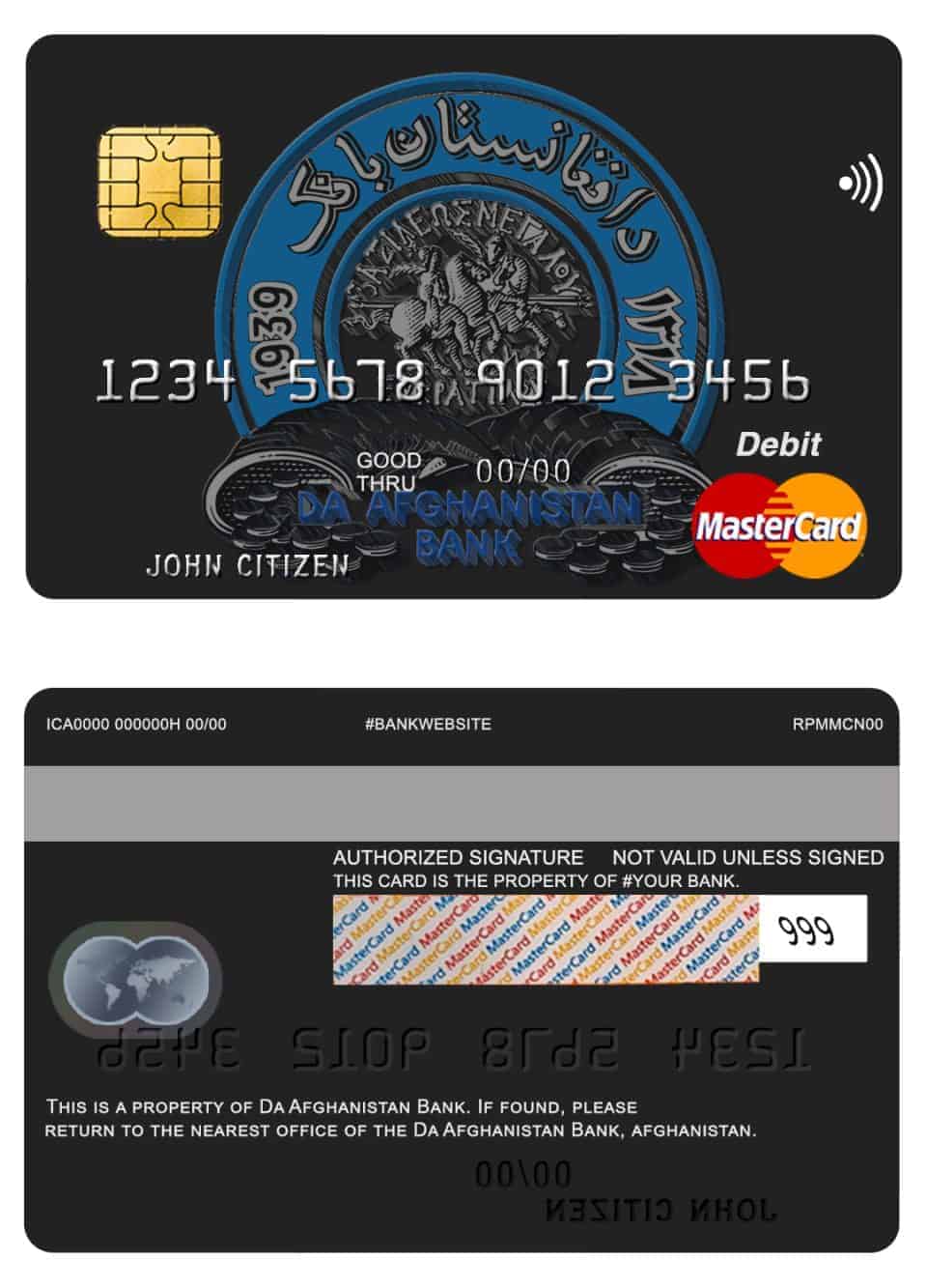 Fillable Afghanistan Da bank mastercard Templates | Layer-Based PSD