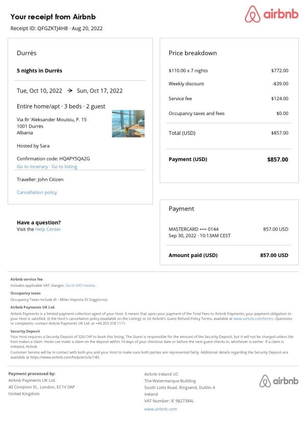 Editable Albania Hotel Booking Form Template | Fillable PDF