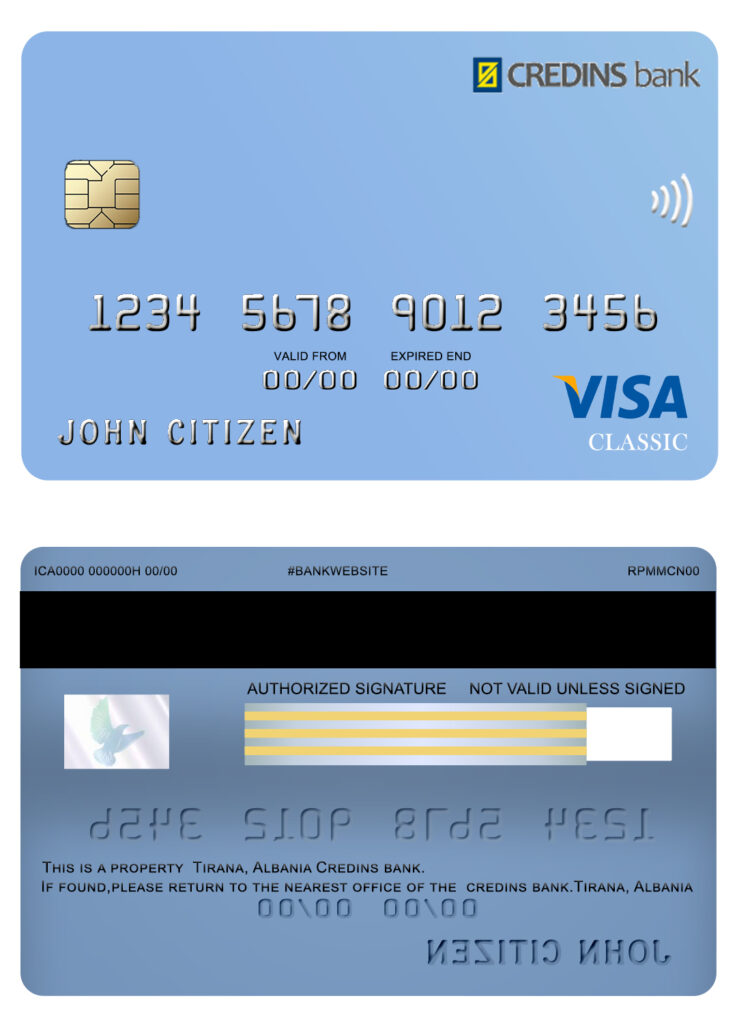 Albania Credins bank visa debit card