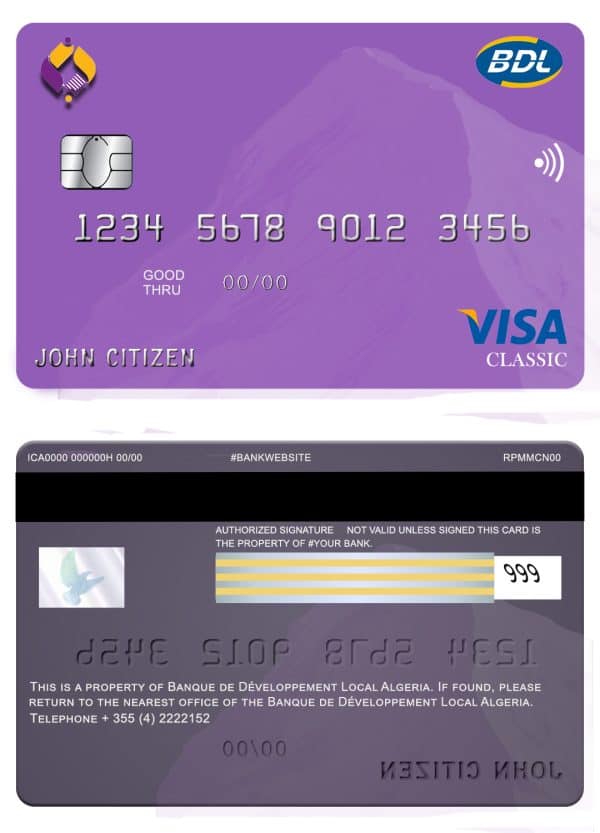 Editable Bahamas First Caribbean bank visa debit card Templates in PSD Format