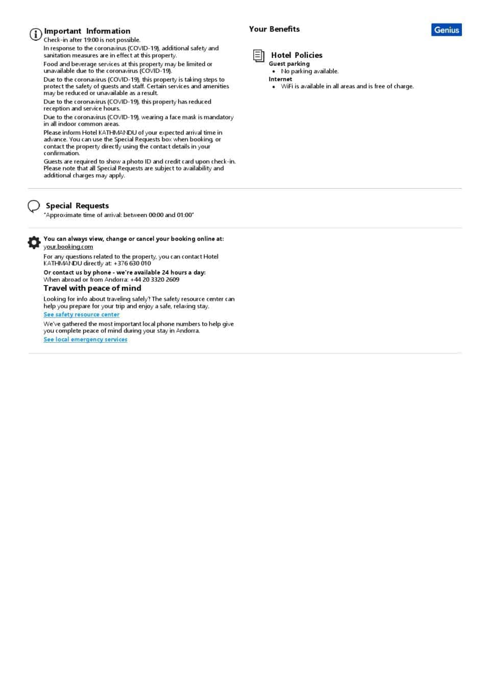 Editable Andorra Hotel Booking Form Template | Fillable PDF