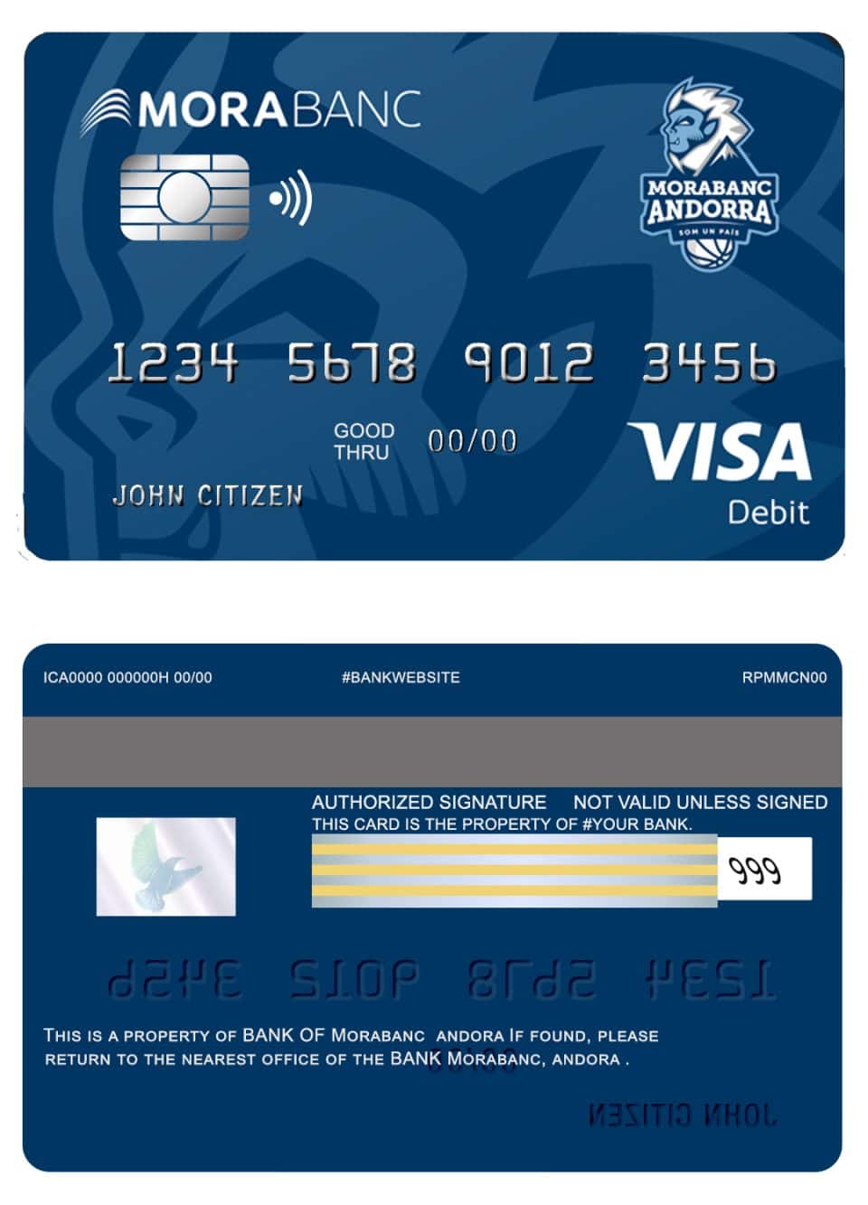 Fillable Andorra Morabank visa debit card Templates | Layer-Based PSD