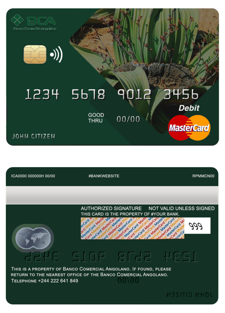 Editable Angola Comercial Bank mastercard Templates in PSD Format