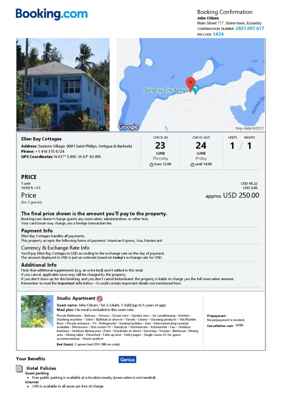 Editable Antigua & Barbuda Hotel Booking Form Template | Fillable PDF