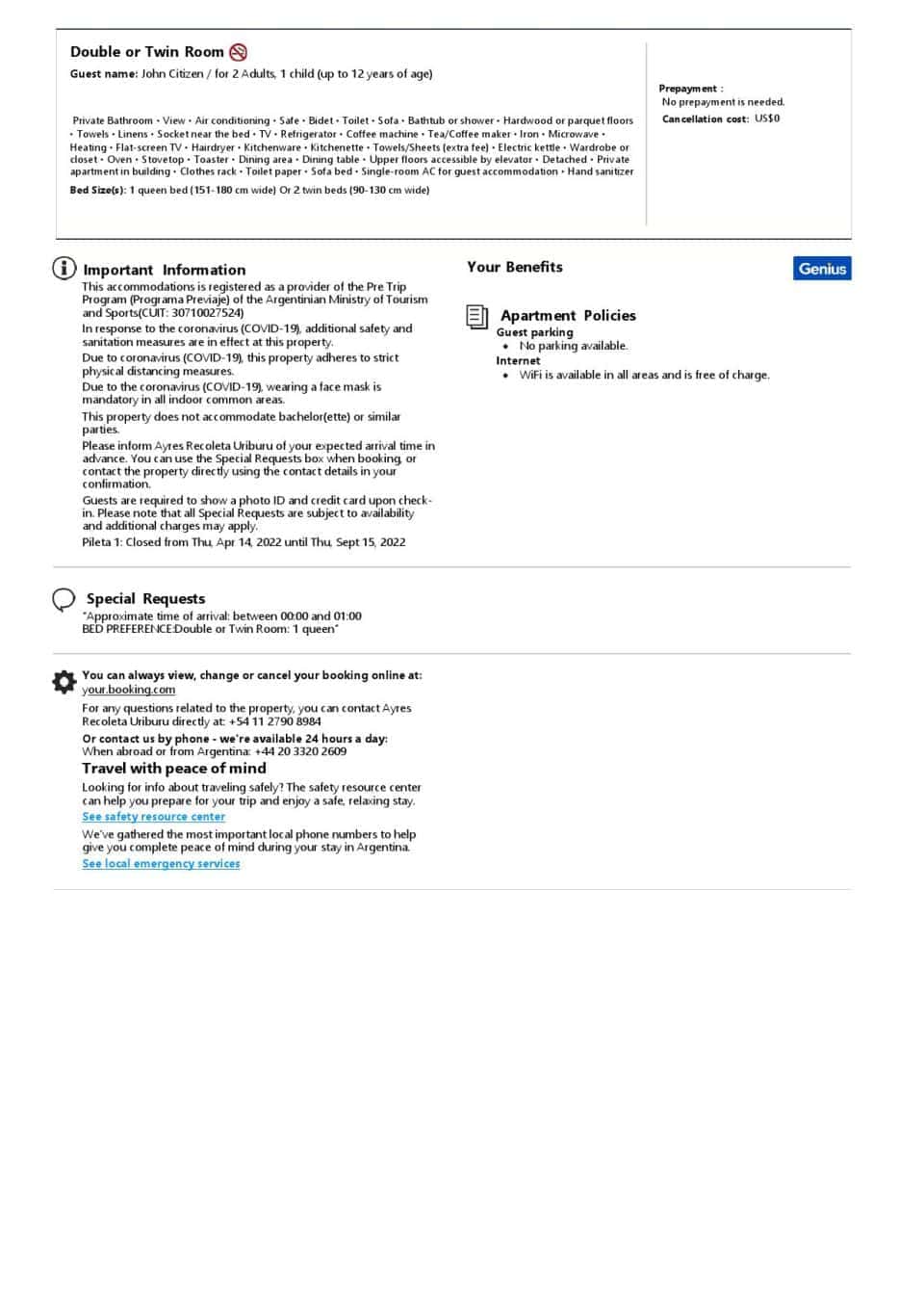 Customizable Argentina Airbnb Reservation Template | Word & PDF Formats