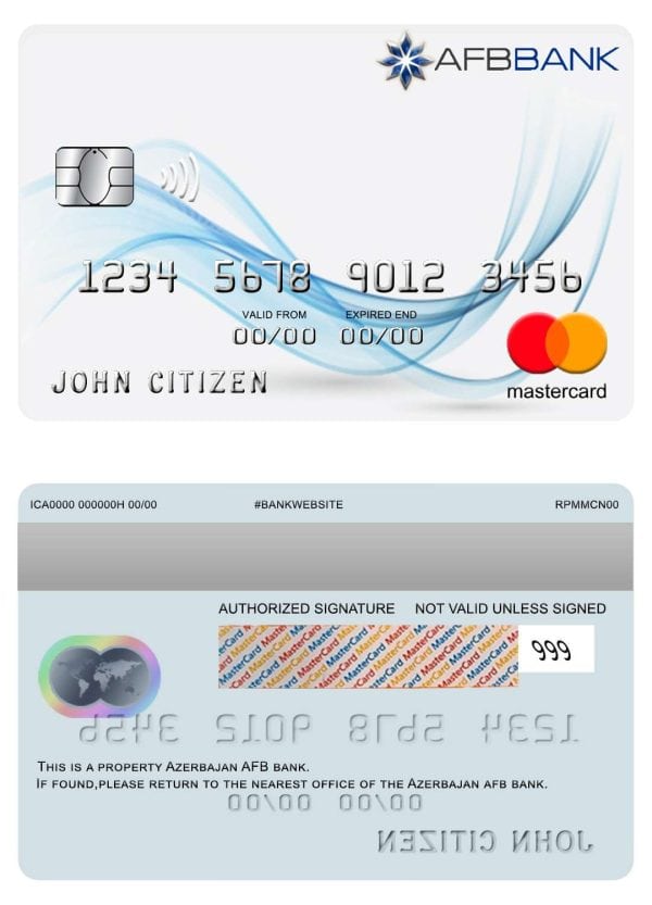 Fillable Azerbaijan AFB bank mastercard Templates | Layer-Based PSD